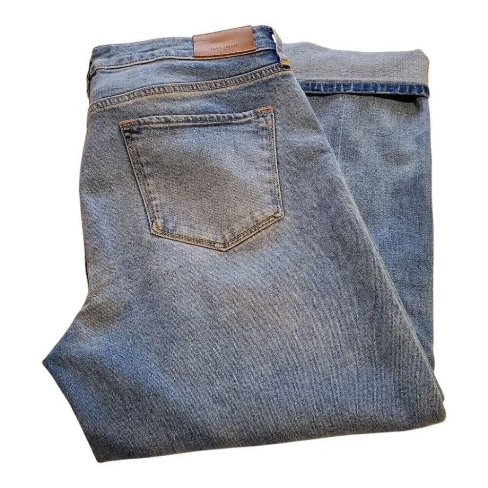 DEAR JOHN SZ 31 BLAIRE STRAIGHT LEG Stretch Distressed Cuffed 5Pocket Blue Jeans